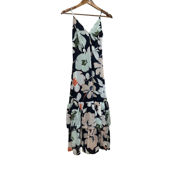 Banana Republic Floral Maxi Dress Petite 00 Sleeveless V-Neck Tiered - Picture 1 of 6